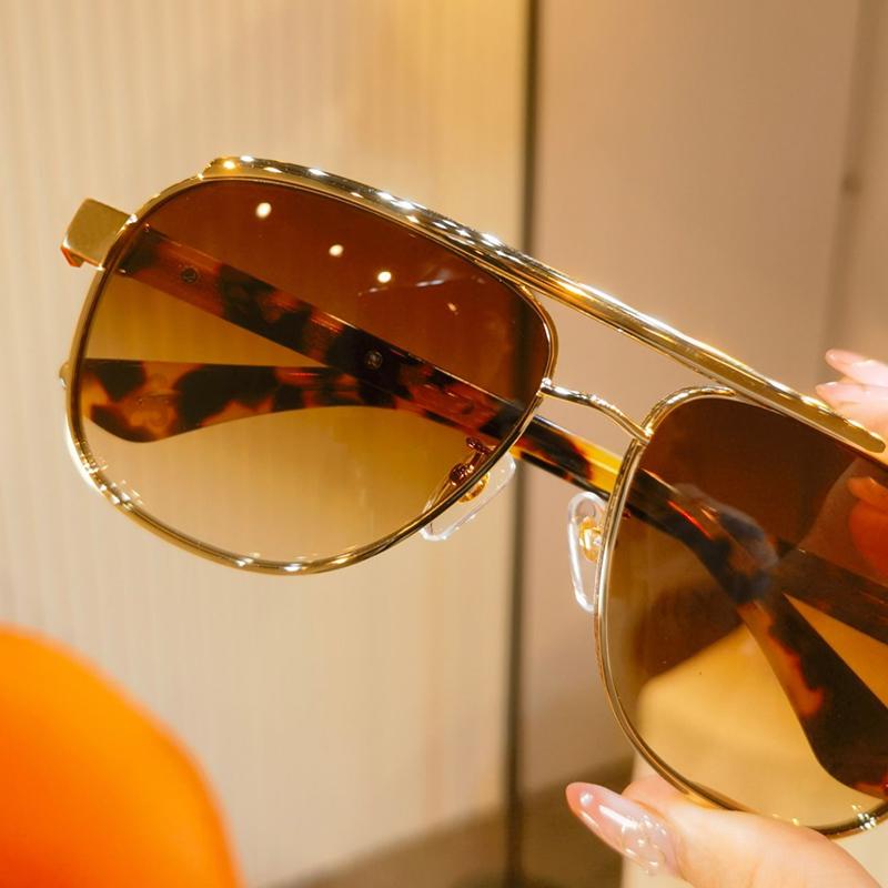 Luxurious And Versatile Personalized Sunglasses For Men And Women Fashionable Pilot Metal Sunglasses Coutdoor Casual Sunglasses