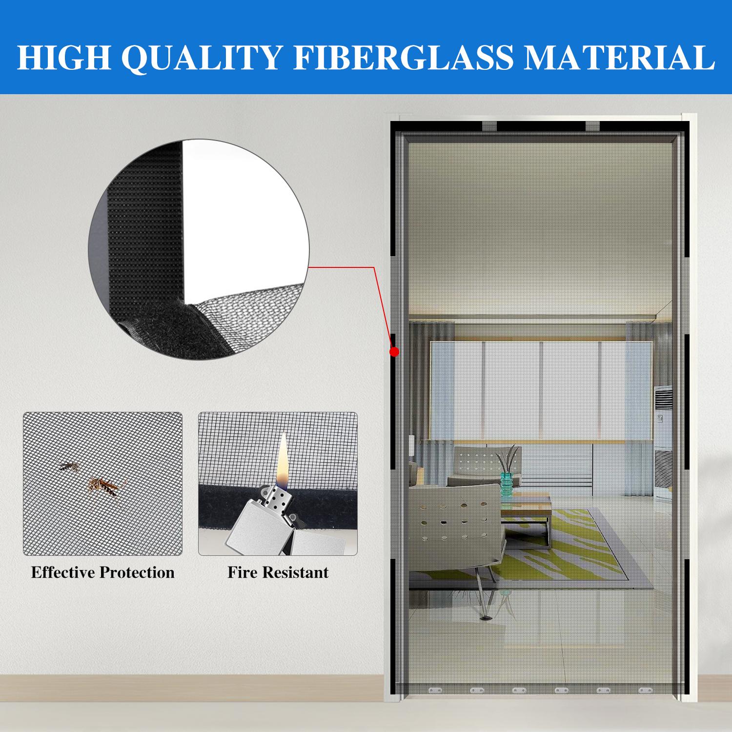 

38 in. x 83 in. Black Instant Fiberglass Double Slide Other Screen Door With Velcro And Rod United States