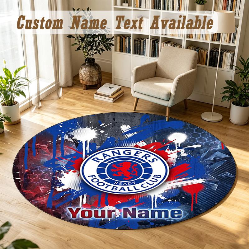 Round Rug Custom NameRangers FC Pattern Non Slip Carpet Home Floor Decor