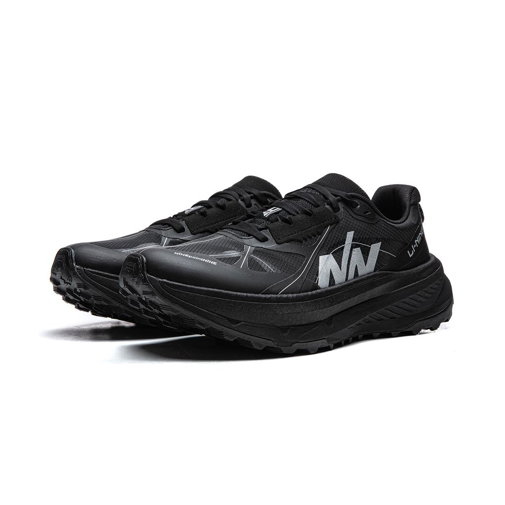 Li Ning Cushioning Slip Resistant Abrasion Resistant Rebound Low top Trail Running Shoes Unisex Black ARNV023-3