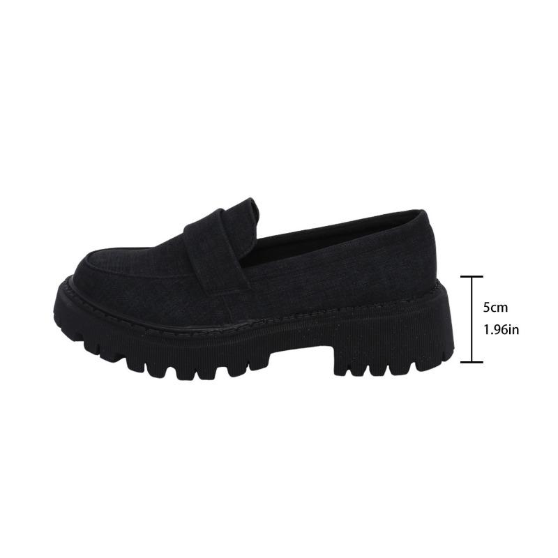 Retro Damen-Lederschuhe mit dicker Sohle, Ein-Pedal, neu, kleine Größe, runde Spitze, quadratischer Absatz, Einzelne Schuhe, Damenschuhe in großen Größen