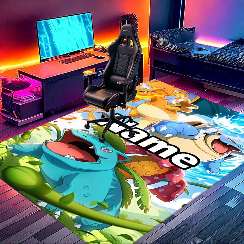 Custom Name Personalized Pokemon Print Carpet, Versatile Home Decor Rug, for Playroom, Apartment, Balcony, Entryway, Hallway Gift
