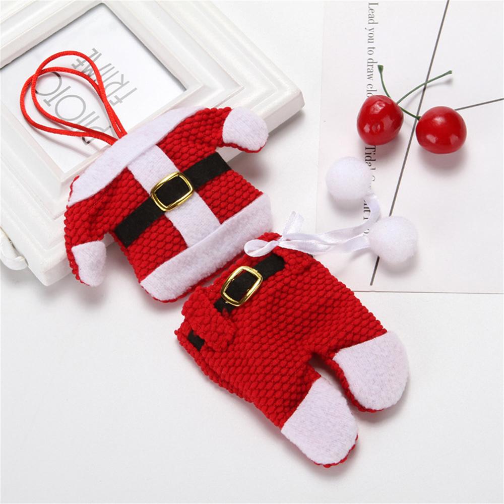 2Pcs New Year Chirstmas Tableware Holder Knife Fork Cutlery Set Skirt Pants Christmas Decorations for Home