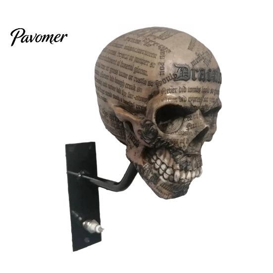 Decorative Helmet Rack Skull Motorcycle Holder, Wall Mount Display Rack, Design Hanger Gothic Motorbike for Home Decoration Stand