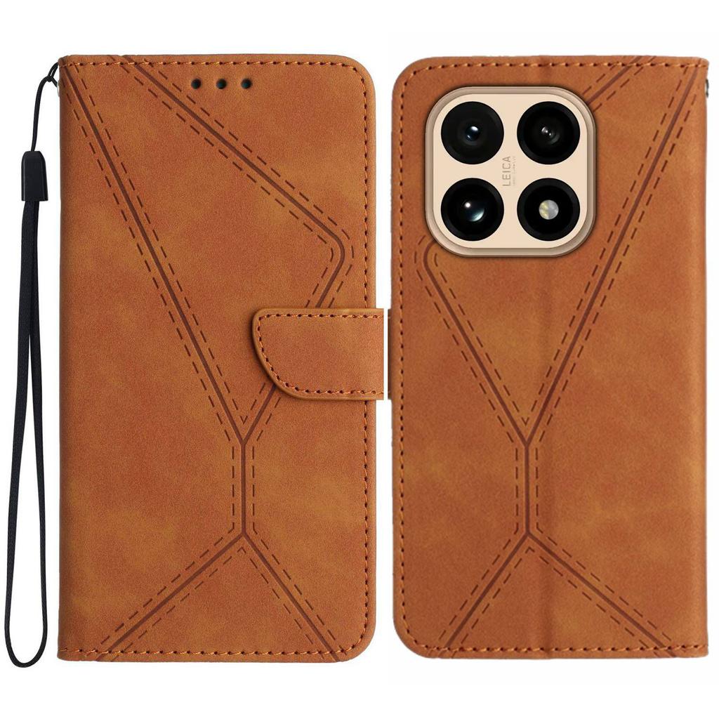 For Xiaomi 15T Case Skin Touch Lines Imprinted PU Leather Flip Phone Cover