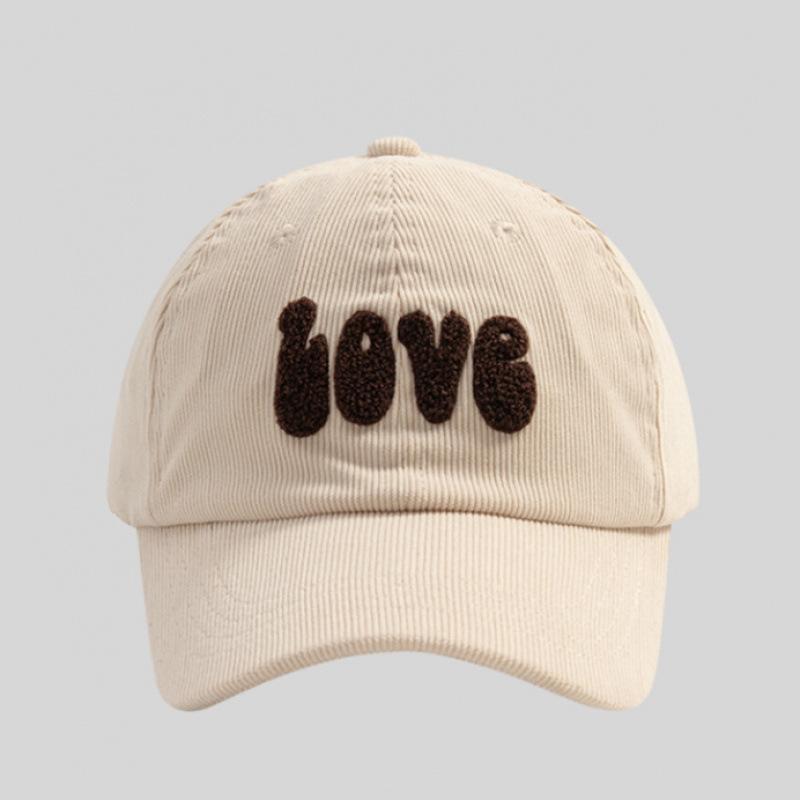 Corduroy Baseball Cap Retro Casual Versatile Wide Brim Cap Women'S Autumn And Winter Plush Mark Face Small Hat