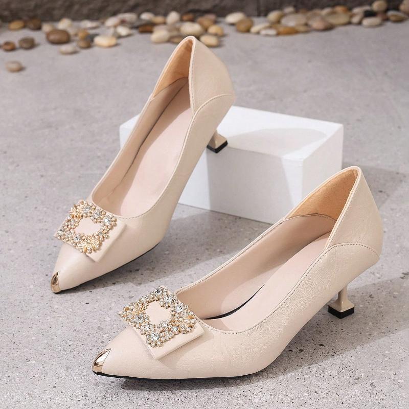 Zapatos De Mujer Sapatos Femininas Women Cute Light Weight Beige Slip on Stiletto Heel Shoes Lady Sexy Party Comfort Pumps Ga19