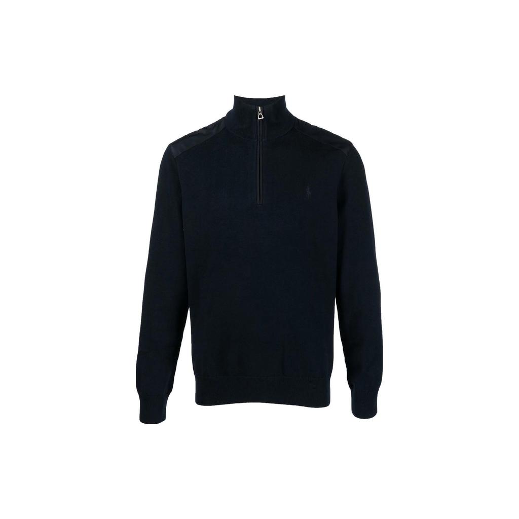 Polo Ralph Lauren Logo Embroidered Half-Zip Pullover Comfortable Warm Fitted Sweatshirt Men sweatshirt Navy-Blue 710858189-001