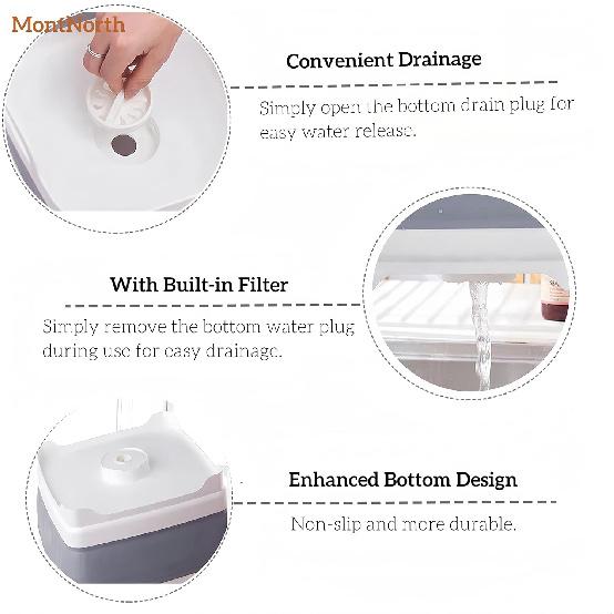 Collapsible Wash Basin 9L, Foldable Dish Tub with Drain Plug, Portable Collapsible Dish Basin, Camping Sink for Washing Dishes, Laundry & Kitchen
