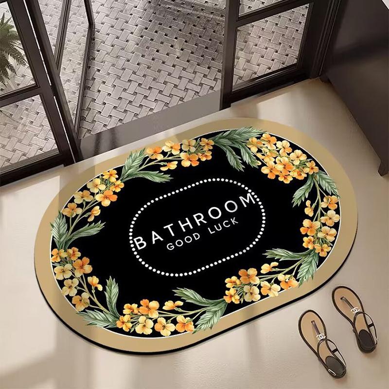Nordic Style Flower Diatom Mud Floor Mat Shower Room Non-Slip And Dirt-Resistant Absorbent Floor Mat Bathroom Easy To Take Care Of Floor Mat