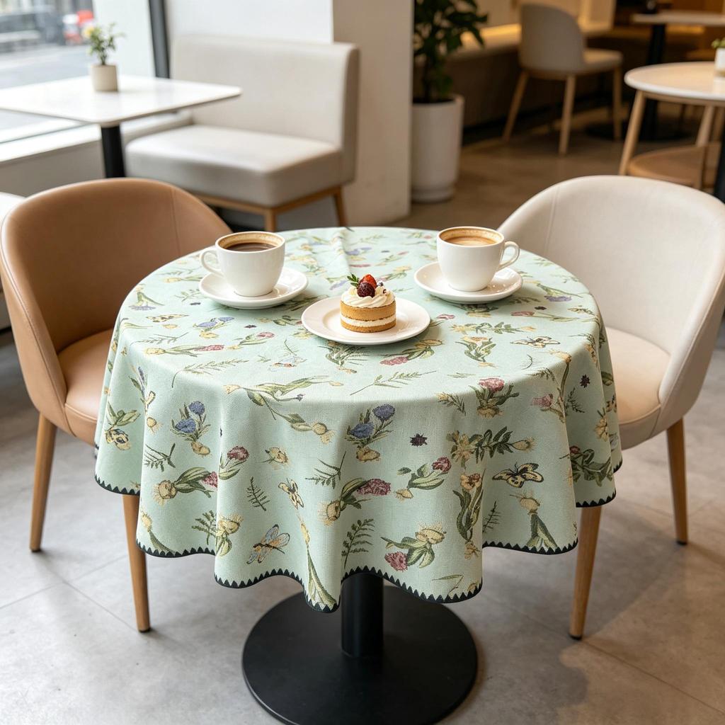 Kitchen Dining Room Daily Arrangement Convenient Soft Fabric Cotton Round Table Cloth