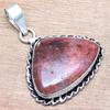 Pendant Rhodonite Gemstone Handmade Gift For Her Silver Jewelry 1.75"