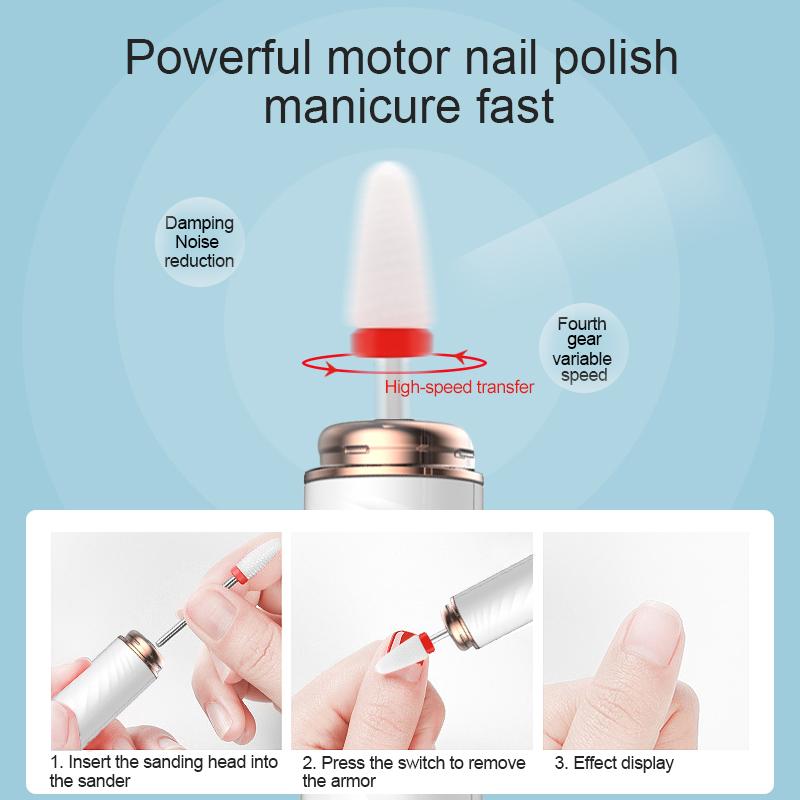 15000RPM Wireless Nail Drill Machine Electric Nail Sander Cordless Rechargable Manicure Machine Milling Cutter Nail Machine