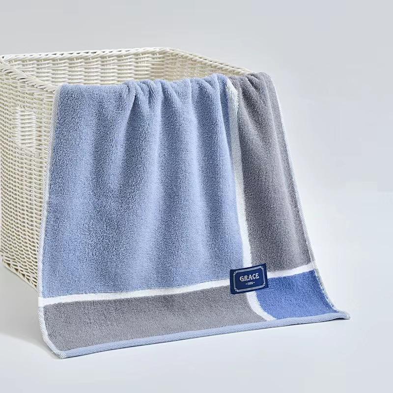 

Минималистское клетчатое полотенце Jieliya, мягкое и впитывающее полотенце из чистого хлопка. 70*34cm синий