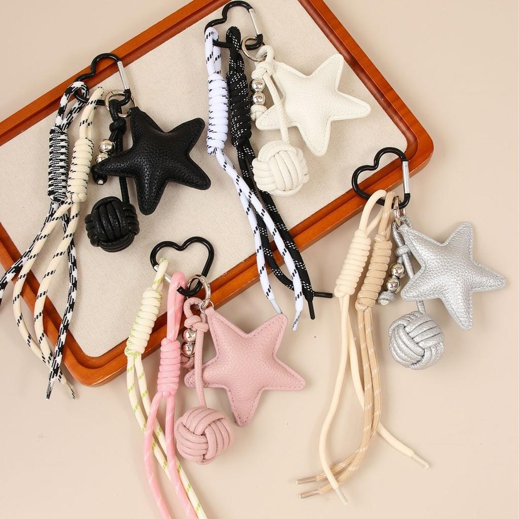 Pu Star Keychain Bag Pendant With Handcrafted Rope For Fashion Accessories