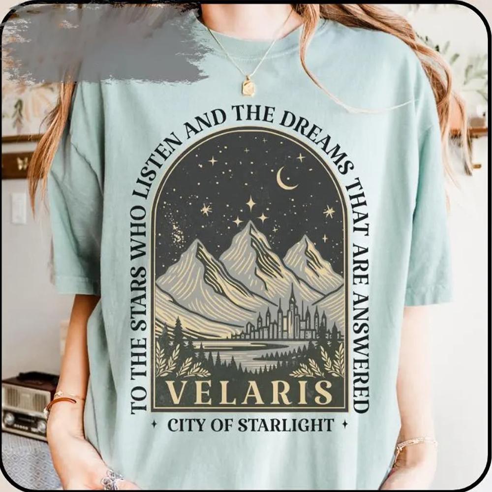 Velaris Acotar Print Shirt For Women City of Starlight Unisex Tshirt Vintage the Night Court Crewneck Bookish Top Streetwear