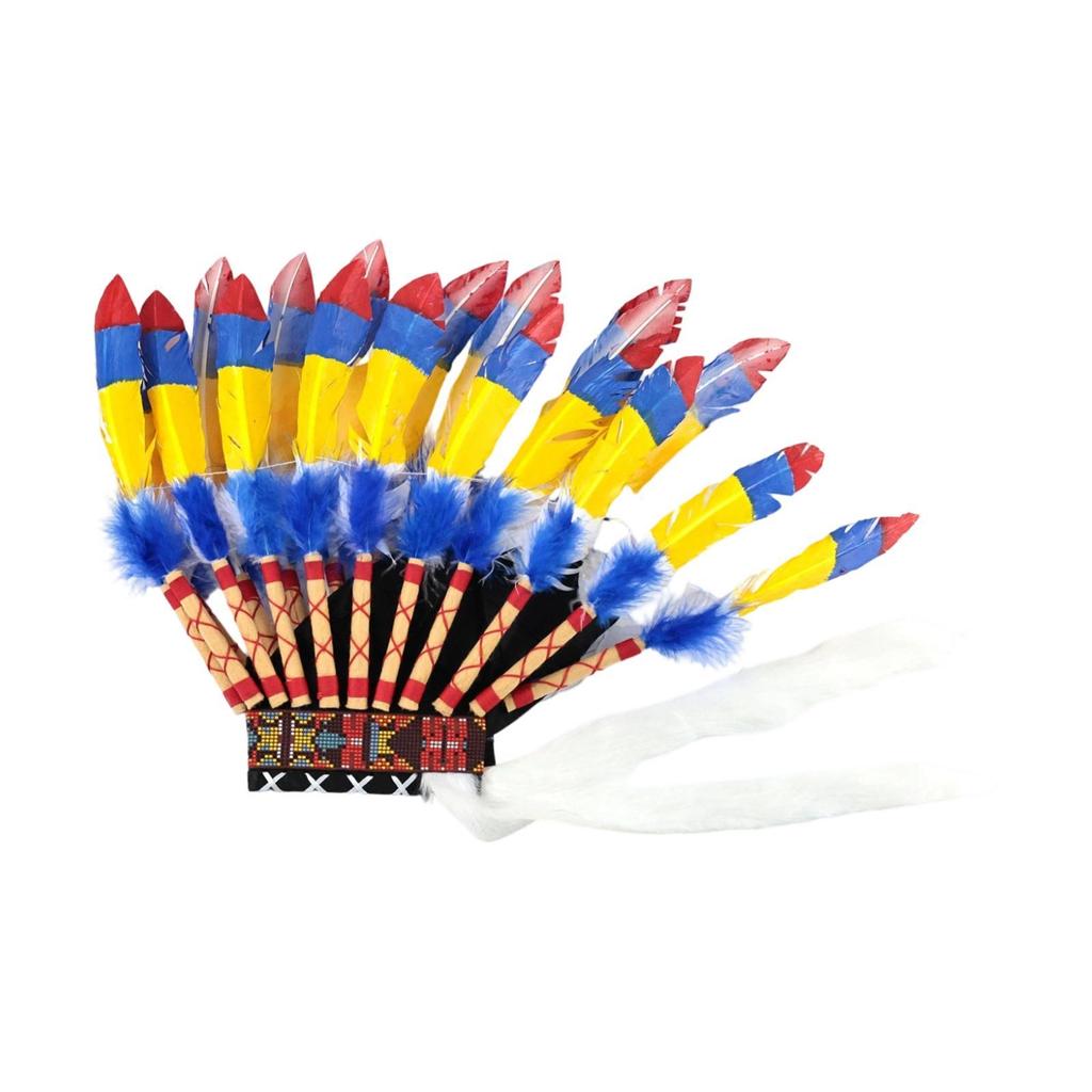 Indian Headdress Artificial Feather Chief Hat Photo Prop Role Play Dress Costume Accessories Fancy