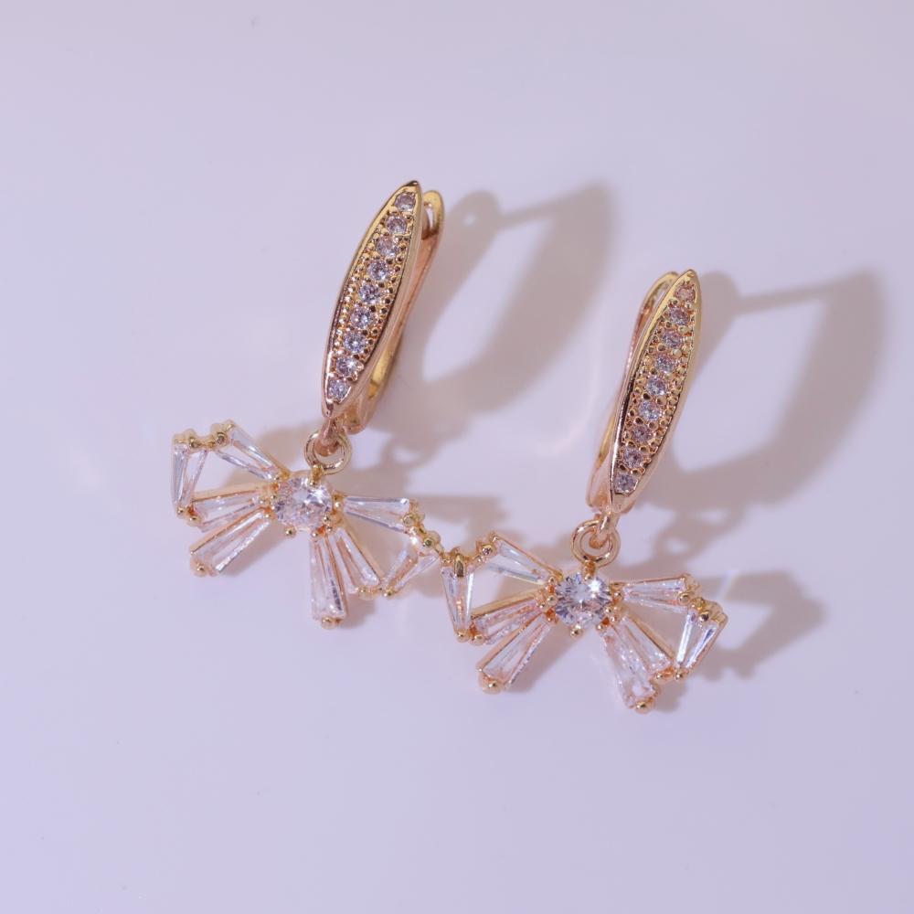 1 Pair Simple Bow Tie Dangle Earrings for Women Zirconia Earring Jewelry Wedding Party Accessories