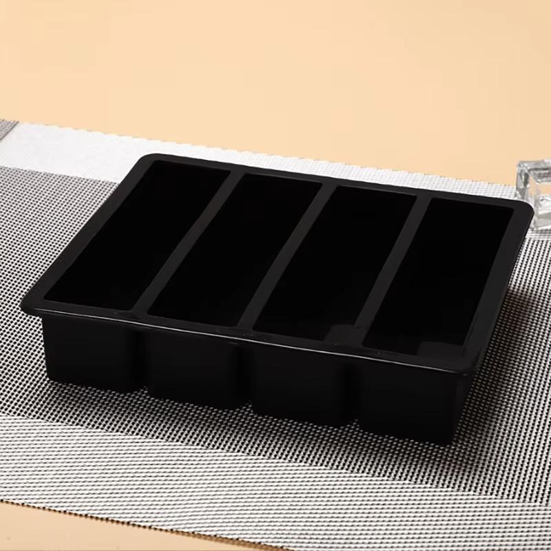 1pcs Strip-shap Ice Cube Trays Silicone 4 Grid Polychrome Durable Beer Drink Coffee Supplies Kitchen Easy-Release Ice Cube Molds
