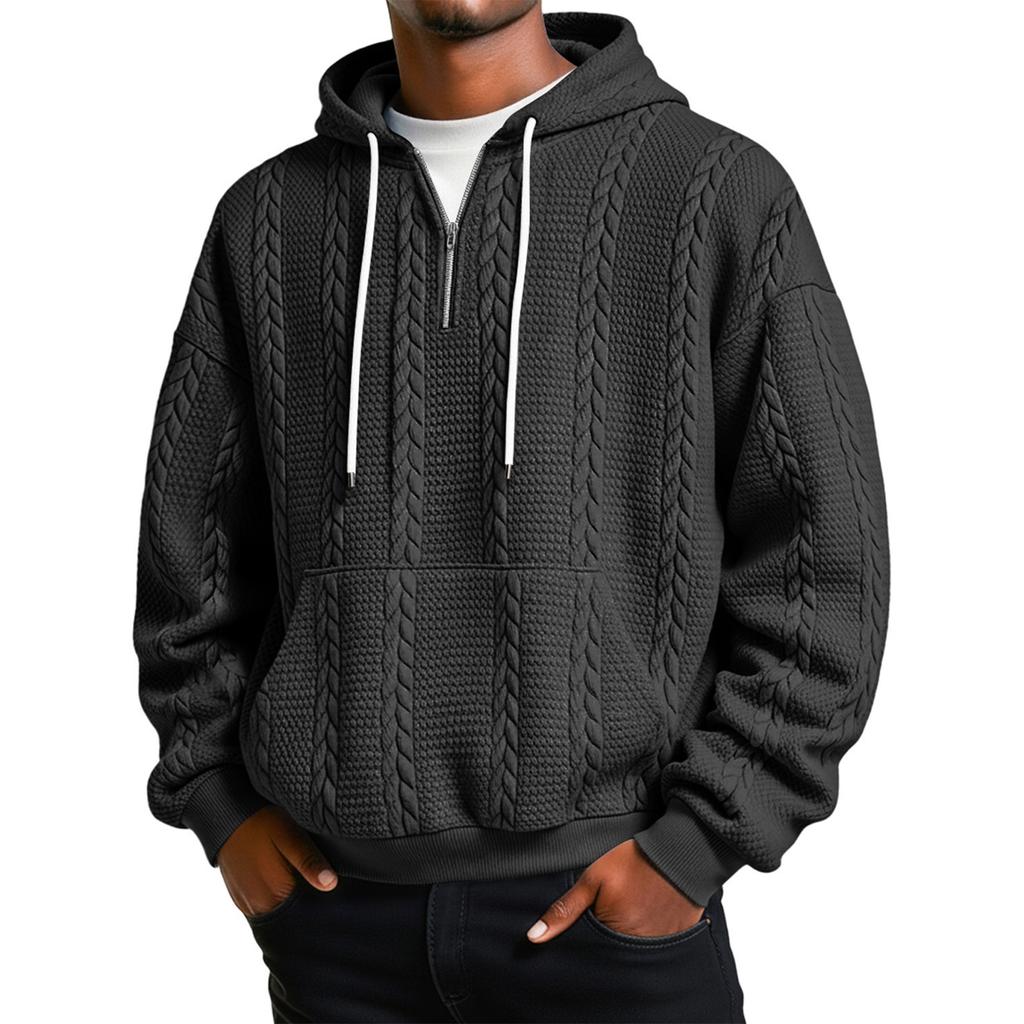 Men's Leisure Print Half Zipper Hooded Hood Hoodie