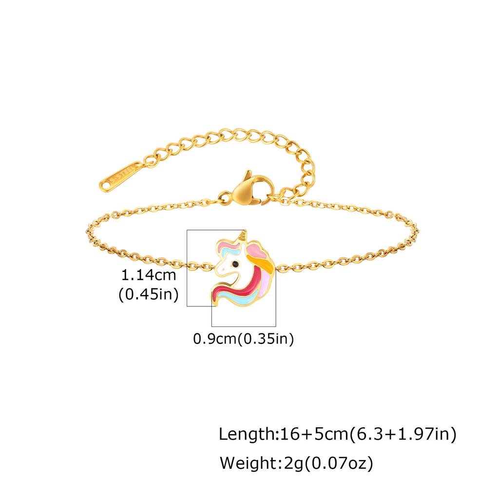 Children'S Fun Cute Wind Stainless Steel Epoxy Cartoon Bracelet 18K Gold Plated Jewelry Br-2593