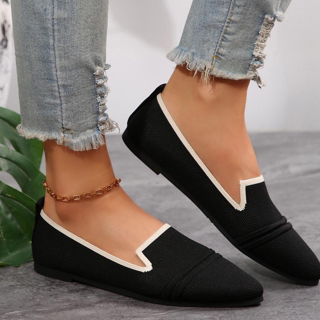 Fashion Women Flats Summer Breathable Canvas Single Shoes Fashion Pointed Shallow Mouth Loafers Comfort Soft Walking Flats Zapatos Mujer