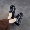 Johnature Genuine Leather Thick Soled Women's Shoes Round Toe Lightweight Retro Flat Platform Shoes
