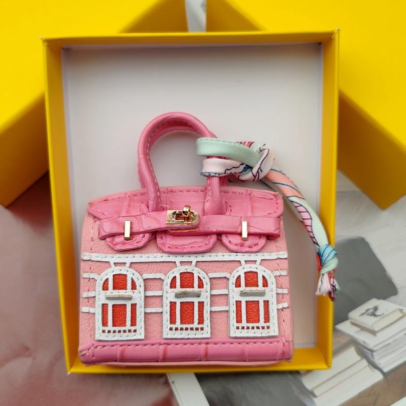 Moni Você Bolsa Prata Casa Pequena Pendurada Adorável Ornamento Criativo Pequena Janela Chaveiro de Carro Pendurado Bolsa para Fone de Ouvido Bolsa para Trocos