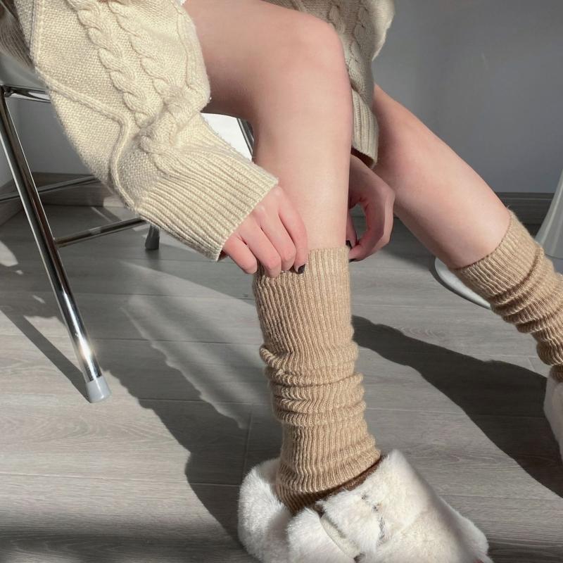 Unisex Knitted Boots Socks Soft Crochet Long Stockings Toeless Leg Warmers for Dance Knee for Protection Foot Cover