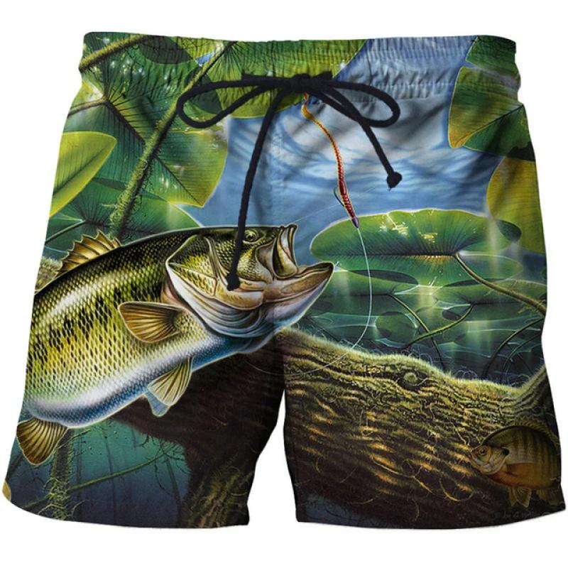 Carp Fish Graphic Beach Shorts Men 3D swimming board shorts beach running shorts Summer Surfing Beach Casual Loose Pants