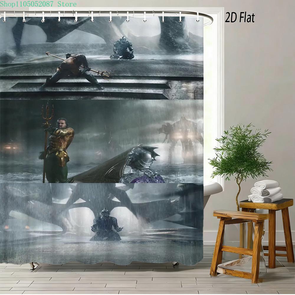 Superman Flying Above Clouds Waterproof Shower Curtain, Superhero Bathroom Decor For Fans