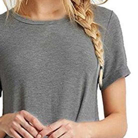 Women Dress Simple O Neck Short Sleeve Solid Color Summer Dress for Daily Wear