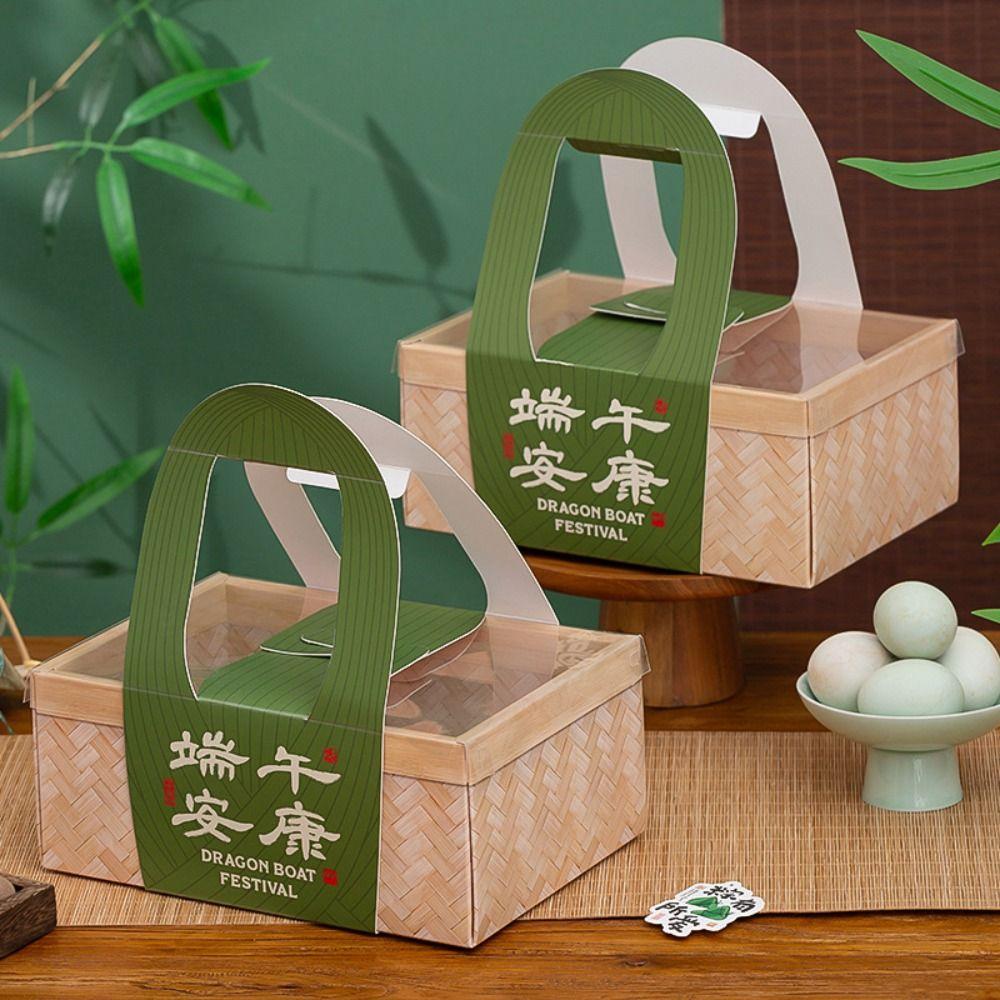 Handmade Zongzi Packing Box Creative Hand-held Basket Portable Storage Box  Pastry
