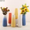 Colorful Gradient Ceramic Vase Cylinder Flower Pots Desk Decoration Flower Arrangement Modern Floral Vases Room Aesthetic Decor