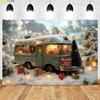 Winter Christmas Car Photography Background Camping Car Forest Xmas Trees Kids Family Portrait Decor Backdrop Photo Studio Props