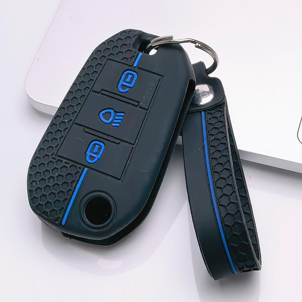Key Fob Cover for Peugeot 3008 308 208 508 C4 Picasso with Keychain Anti-Scratch Surface Shockproof Structure Soft Grip Texture Easy Install Design