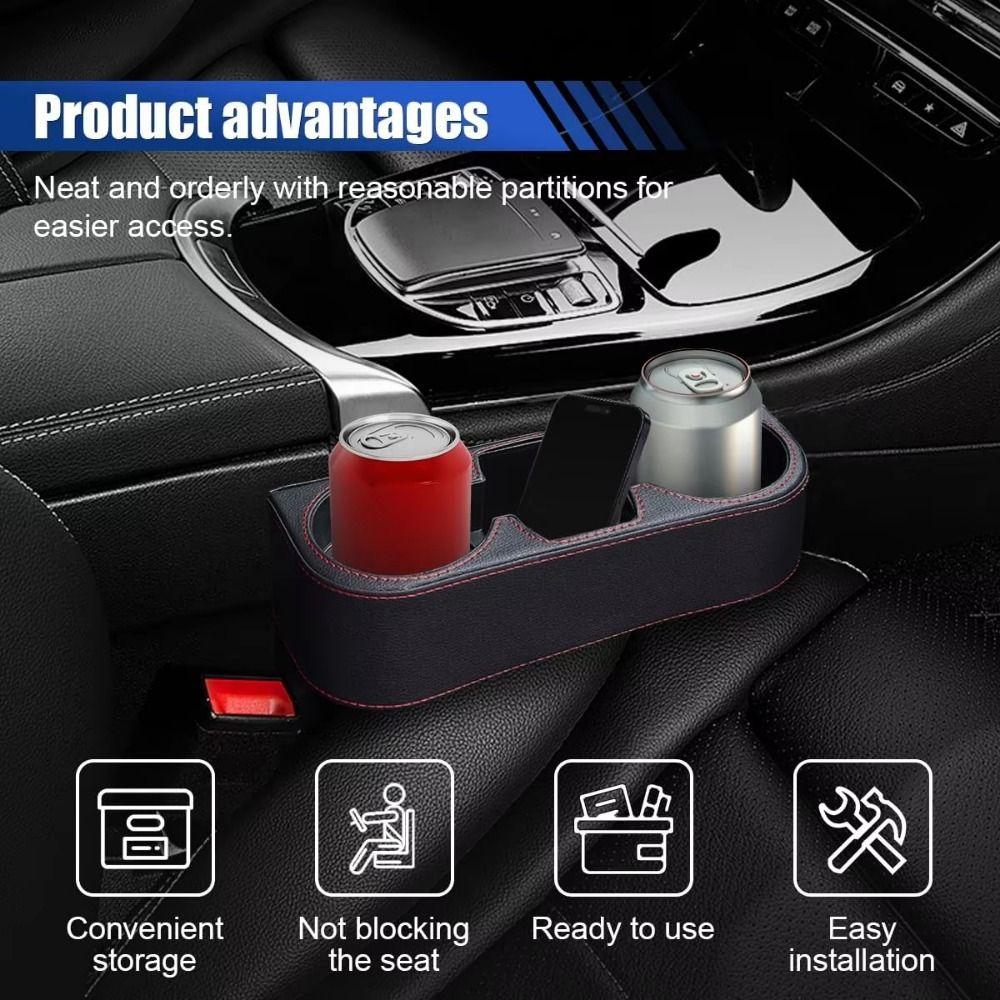 Multifunctional Car Leather Cup Holder Portable Vehicle Seat Gap Drink Stand  Front Seat Organizer