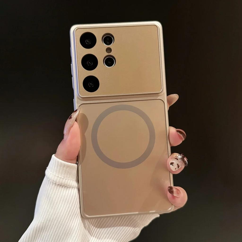 AG Nano Frosted Glass Lens Protect For Magsafe Phone Case For Samsung S23 S25 S24 S26 Ultra Magnetic Wireless Charge Armor Cover