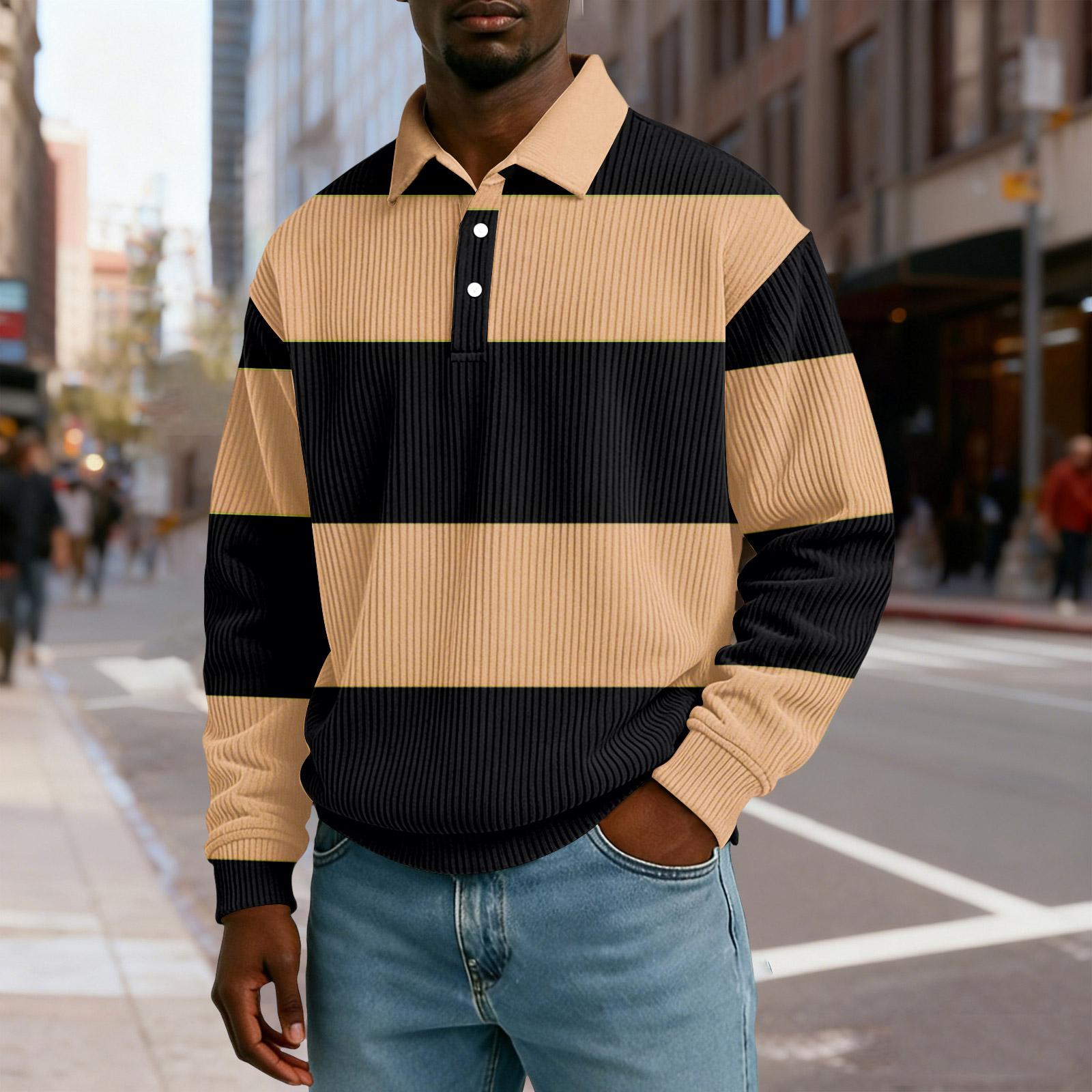 

Мужская повседневная рубашка свободного кроя с воротником на пуговицах и длинными рукавами M