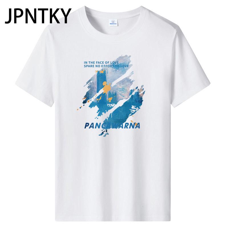 JPNTKY Cotton Short Sleeve T-shirt Men's Fashion Loose Half Sleeve Shirt Printed Compassionate Shirt