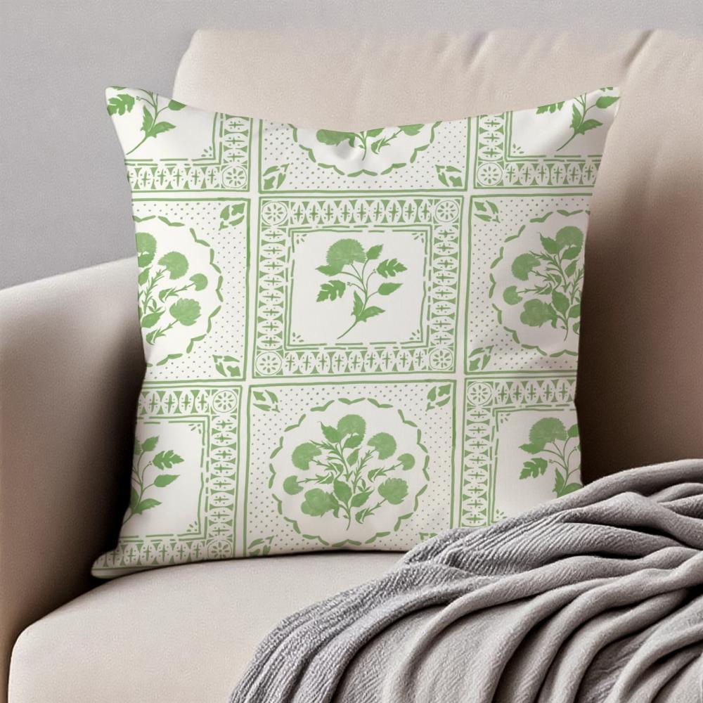 Tea Break Floral Cushion Cover Pillowcase Antidustmite Invisible Zipper Short Plush Sofa Cushion