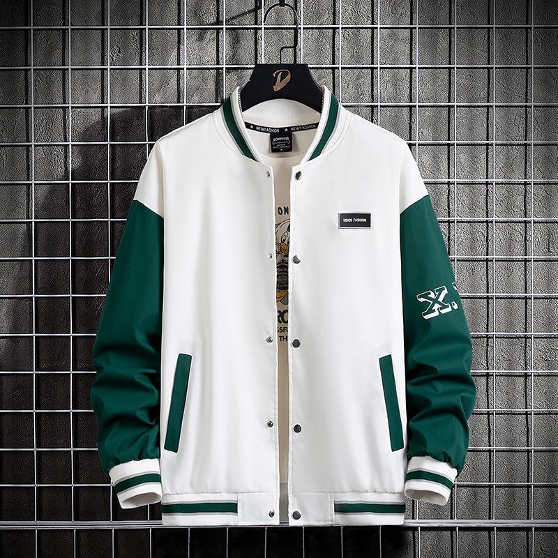 Men's Plus Size Trendy Loose Baseball Jacket - Spring/Autumn Hong Kong Style, Scruffy Cool Casual Outerwear for Couples