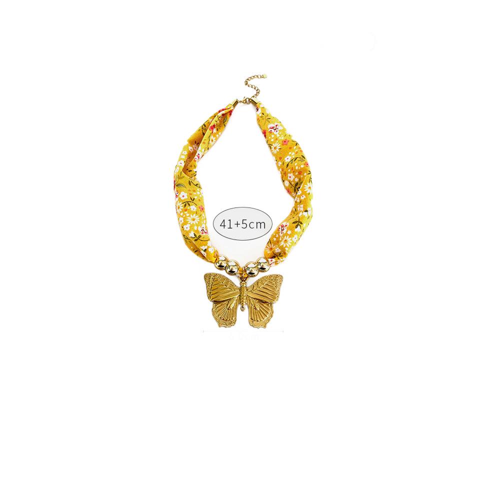 Retro Stainless Steel Butterfly Pendant Necklace with Fabric Strap - Versatile Light Luxury Jewelry for Women