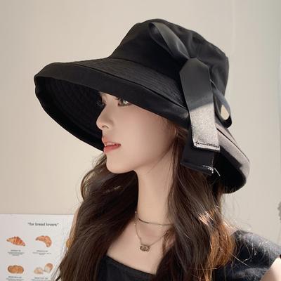 Women's Bucket Hat Spring Summer Hats For Women Fisherman Cap Outdoor Beach Vacation Sunscreen Sun Hat With Bow Ribbon Sunhat