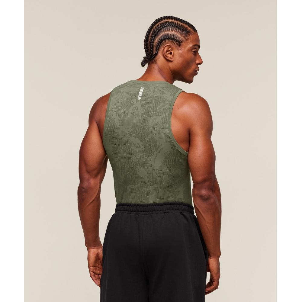Gymshark Geo Nahtloses Tanktop Core Olive Tiefolivgrün A6a3k Ecdl