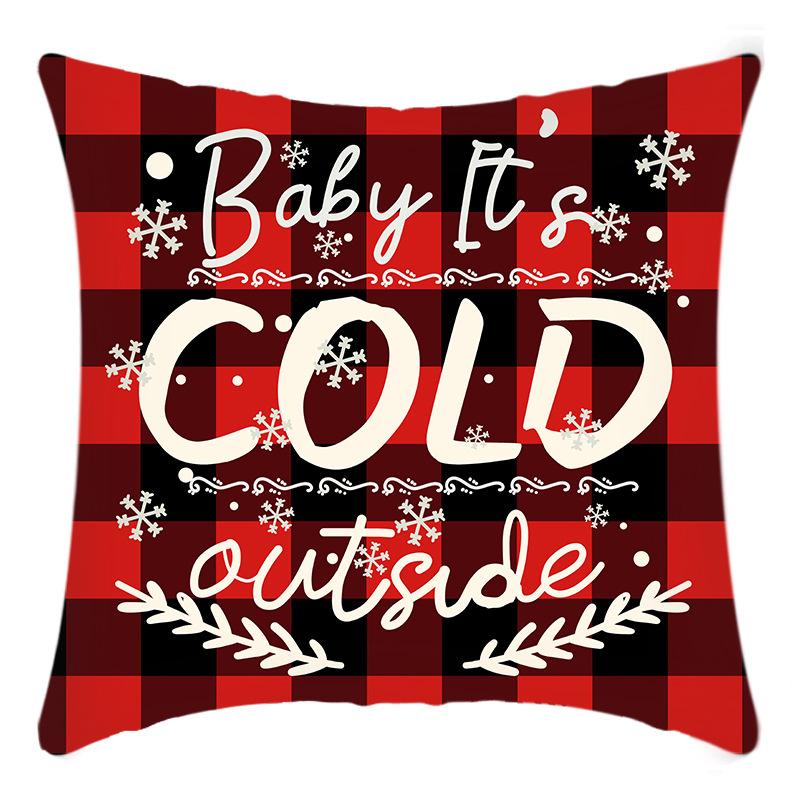 New Christmas Elk Santa Line Print Pillow Home Sofa Cushion Cover
