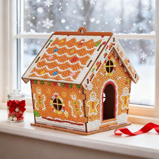 Julgransdekoration Pepparkakshus Trä DIY Pusselset Familjehelg Träd Prydnad Heminredning