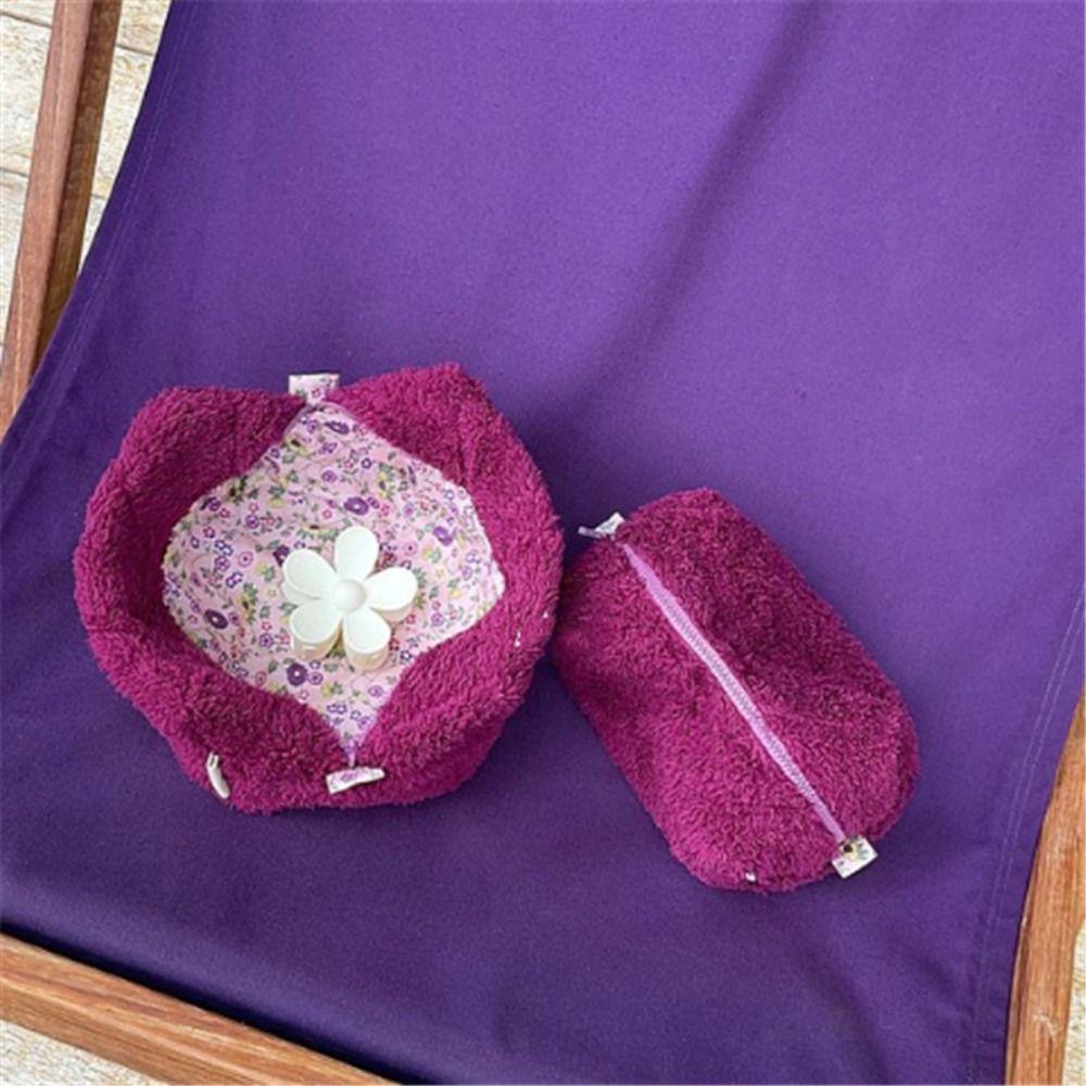 Plush Material Cosmetic Bag Large Capacity Travel Organizer Compact Makeup Bag  Makeup Storage