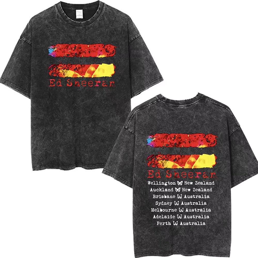 Washed Vintage Ed Sheeran Play Graphic Tshirt Men Women Hip Hop Fashion Pop Music T Shirts Mens Gothic Oversized Streetwear