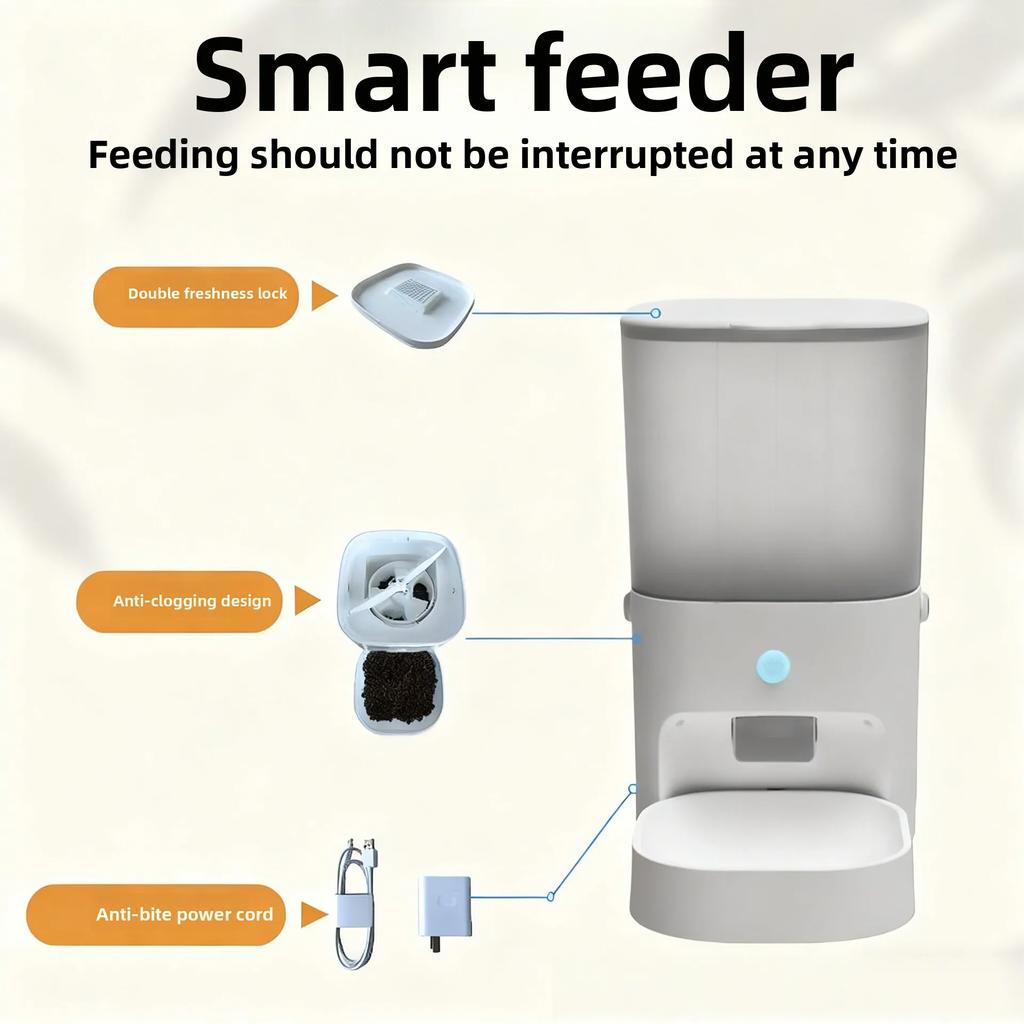 Smart Automatic Pet Feeder Timed Quantitative Feeding Remote Control Intelligent Food Dispenser for Dogs Cats